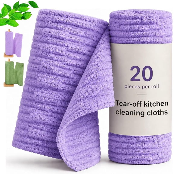 Tearable Plush Cleaning Cloth Roll, 10 * 10in Microfiber Tearable Reusable Cleaning Rags Super, Roll Reusable Cleaning Lazy Rag, Absorbent Fast Drying Wet Dry Use Lint-Free,1 Roll-Green