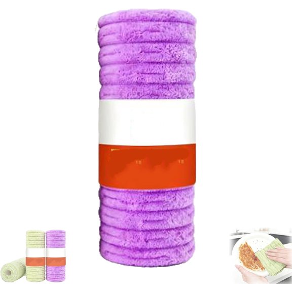 Tearable Plush Cleaning Cloth Roll, Multipurpose Reusable Tear-Off Cleaning Cloth Roll, Kitchen Towels for Daily Household Cleaning of Tableware, Cooktop, Glassware and Cabinets