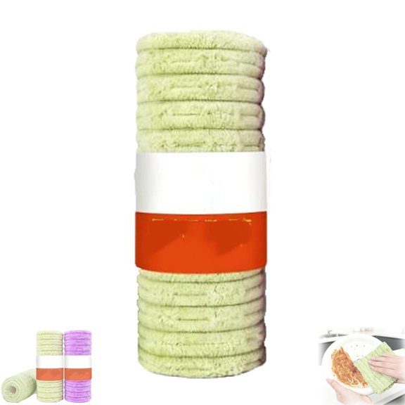 Tearable Plush Cleaning Cloth Roll, Multipurpose Reusable Tear-Off Cleaning Cloth Roll, Kitchen Towels for Daily Household Cleaning of Tableware, Cooktop, Glassware and Cabinets