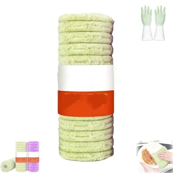 Tearable Plush Cleaning Cloth Roll, Multipurpose Reusable Tear-Off Cleaning Cloth Roll, Kitchen Towels for Daily Household Cleaning of Tableware, Cooktop, Glassware and Cabinets