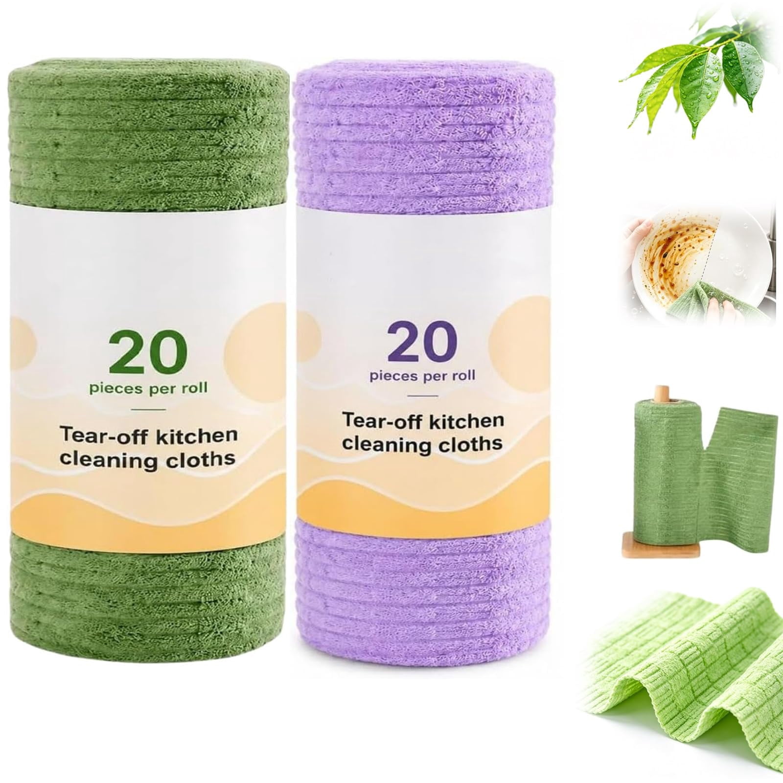Tearable Plush Cleaning Cloth Roll, Multipurpose Reusable Tear-Off ...