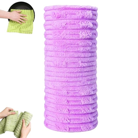 Tearable Plush Cleaning Cloth Roll, Multipurpose Reusable Tear-Off Cleaning Cloth Roll, Super Absorbent Lint-Free Rags, for Kitchen Tableware Cooktop House Car (2PCS)