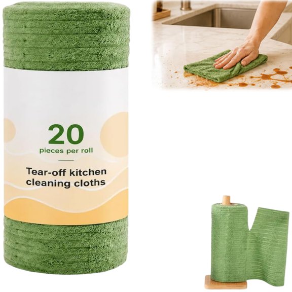 Tearable Plush Microfiber Cleaning Cloth, Cleaning Cloth Roll Lazy Rag | Washable Microfiber Towel Rolls Magic Kitchen Paper Towels for Household Super Absorbent Lint-Free Rags