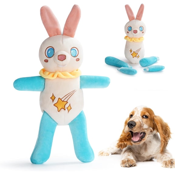 Tearable Pull  Apart Bunny   with Squeaker & Crinkle - Interactive Stuffed Plush  to Keep Dogs Busy, Pet Puzzle Enrichment   for Small Medium Large Breeds