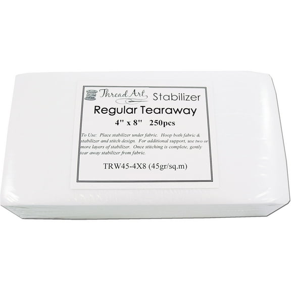 Tearaway Embroidery Stabilizer by Threadart | 1.6 oz Medium Weight | 4" x 8" 250 Precut Sheets | For Machine Embroidery