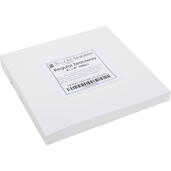 Tearaway Embroidery Stabilizer by Threadart | 1.6 oz Medium Weight | 8" x 8" 200 Precut Sheets | For Machine Embroidery