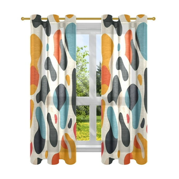 Teardrip Oval Blackout Curtains Patio Door Curtains Window Decoration for Bedroom Living Room 2 Panels