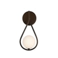 thumbnail image 1 of Kenroy Home Teardrop 12'' 1-Light Wall Sconce with White Glass Globe Shade Transitional Wall Light Fixture for Living Room, Bedroom, Stairway, or Hallway, Black, 1 of 7