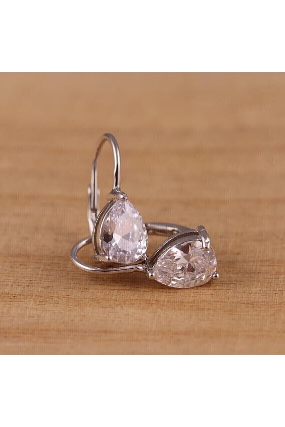 Teardrop 3Ct Pear Cut CZ Solitaire Dangle Women's Earrings 925 Sterling Silver
