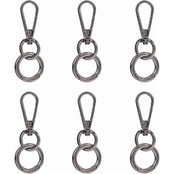 Teardrop Alloy Swivel Clasps Lanyard Push Gate Snap Clasps with Spring Gate Rings Gunmetal 5x1.8x0.6cm Hole: 13mm 6pcs
