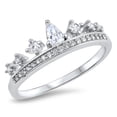 thumbnail image 1 of Teardrop And Round Cubic Zirconia Crown Ring Sterling Silver, 1 of 2