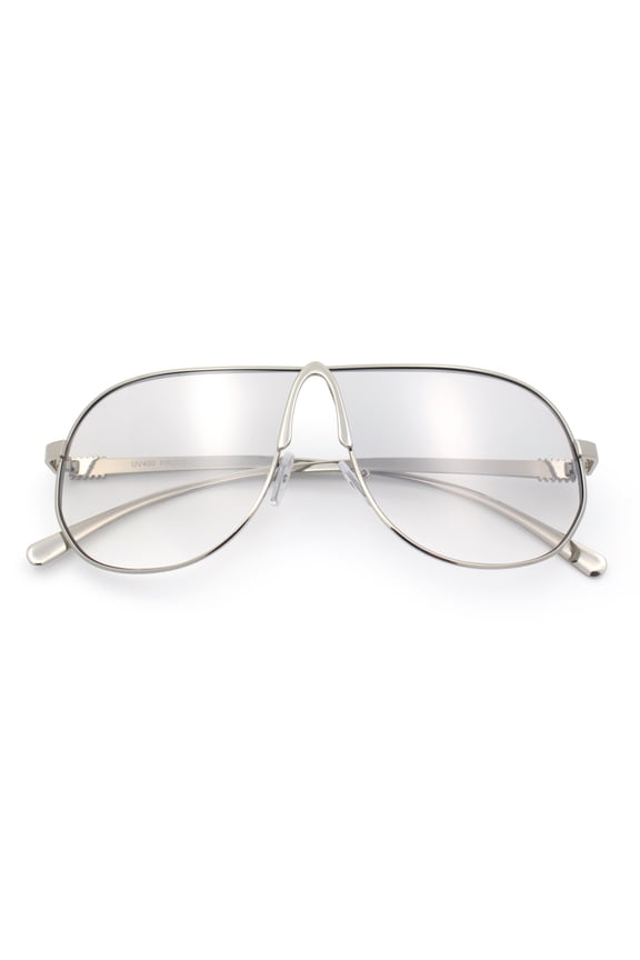 Teardrop Aviator Sunglasses for Men Gradient Lens Lightweight Metal Frame UV400 Pilot Shades Silver Frame - Clear Mirror Lens