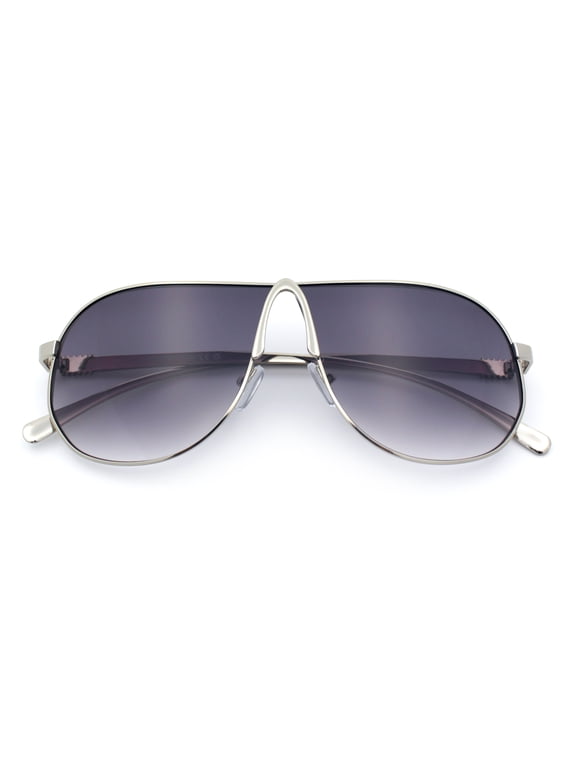 Teardrop Aviator Sunglasses for Men Gradient Lens Lightweight Metal Frame UV400 Pilot Shades Silver Frame - Smoke Lens