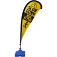 Teardrop Banner Flag Safety Sign with Fiberglass Poles and Weighted