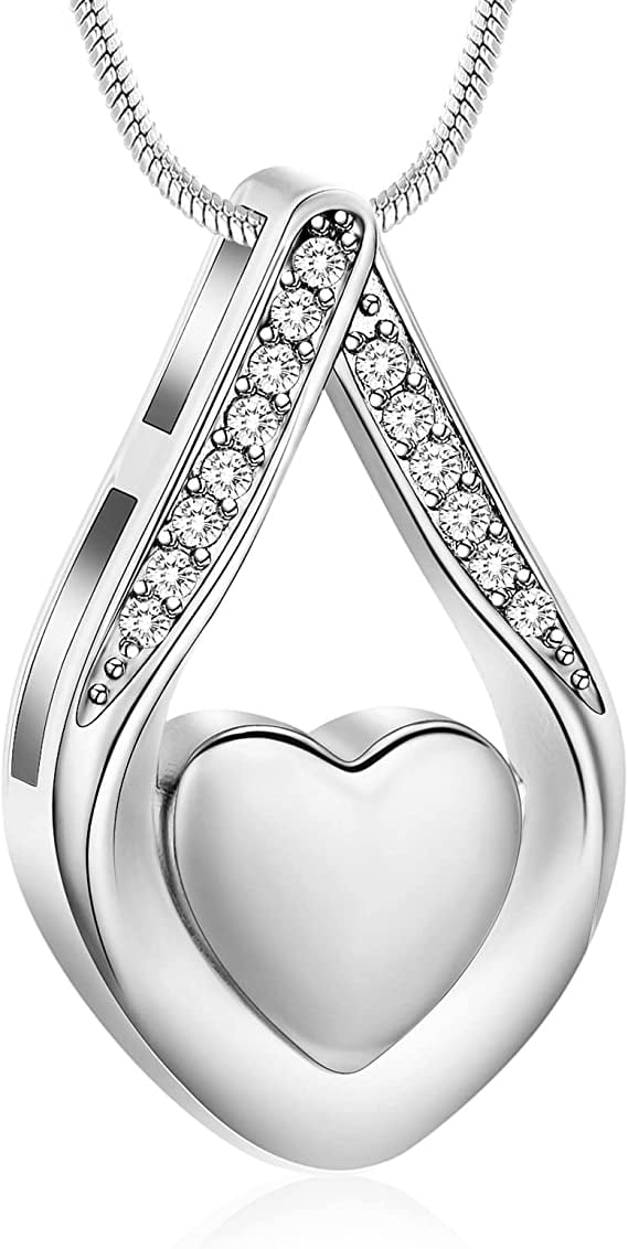 ENO Time Cremation Ashes Necklace - Double Ring Memorial Locket Pendant, Waterproof, With Funnel