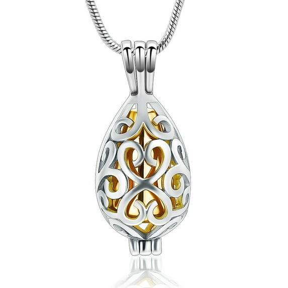 Teardrop Cremation Urn Pendant with Chain Urn Necklace Lockets for Human Ashes Pet Ashes Holder