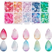 Teardrop Crystal Beads 200pcs 10 Color Water Drop Crystal Glass Beads Transparent Loose Beads Colorful Charms Pendants for DIY Crafts Earring Jewelry Making Costume Embellishments