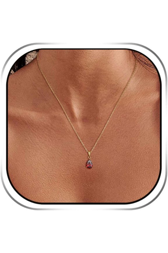 Teardrop Crystal Necklace for Women, Stainless Steel Waterdrop Pendant with Sparkling Stones, Dainty Elegant Jewelry Gift for Her