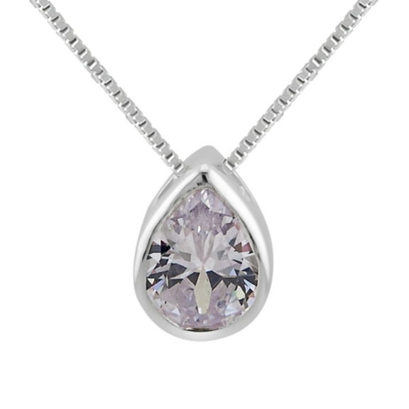 Teardrop Crystal Pendant 925 Sterling Silver Necklace