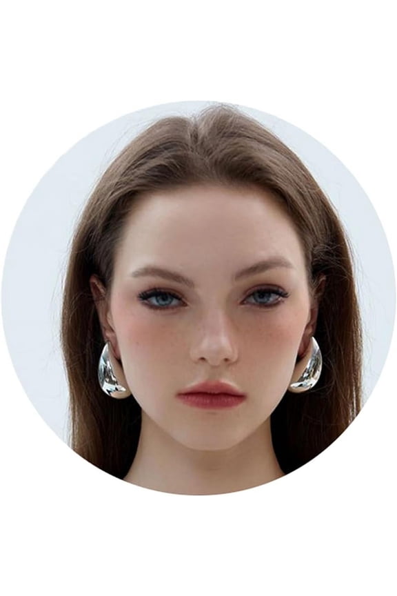 Teardrop Earrings Dupes For Women Gold/Silver Chunky Hoop Earring Dangle Water Drop Hypoallergenic Earring Set For Women[Z3215]
