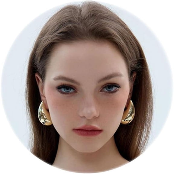 Teardrop Earrings Dupes For Women Gold/Silver Chunky Hoop Earring Dangle Water Drop Hypoallergenic Earring Set For Women[Z3216]