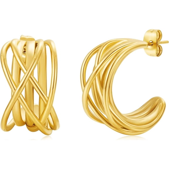 Teardrop Earrings Dupes For Women Gold/Silver Chunky Hoop Earring Dangle Water Drop Hypoallergenic Earring Set For Women[Z3223]