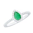 thumbnail image 1 of Rosec Jewels Teardrop Emerald Ring with Diamond Halo (4X6 mm, AAA Quality), 18K White Gold, US 10.50, 1 of 7
