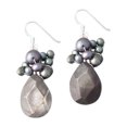 thumbnail image 1 of Teardrop Facet Black Shell & Pearl .925 Silver Dangle Earrings, 1 of 2