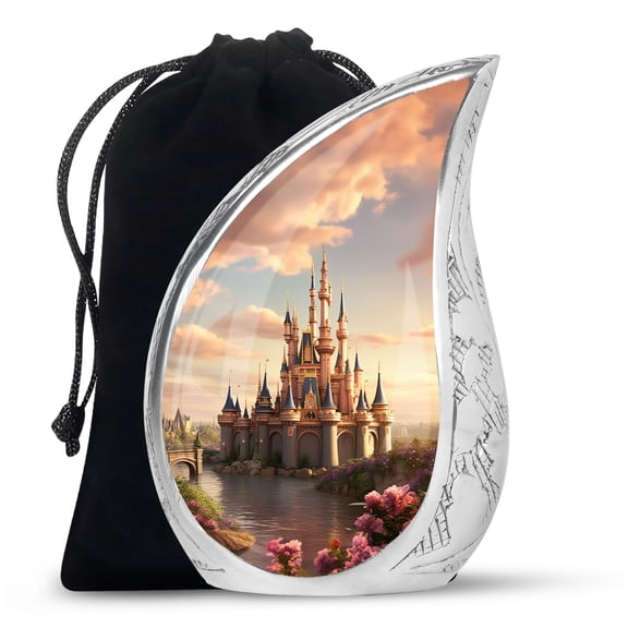 Teardrop Fairytale Twilight Castle, Cremation Urns for Adult Human Ashes, Urn for Ashes for Women, Large Urns for Human Ashes 10inch, Burial Urns for Men, Urns for Ashes, Memorial Urn for Mom and Dad