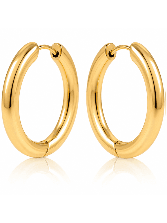 14K Plated Gold Hoop Earrings for Women, Dainty Minimalist & Hypoallergenic Hoop Earrings for Party Daily Office Wear