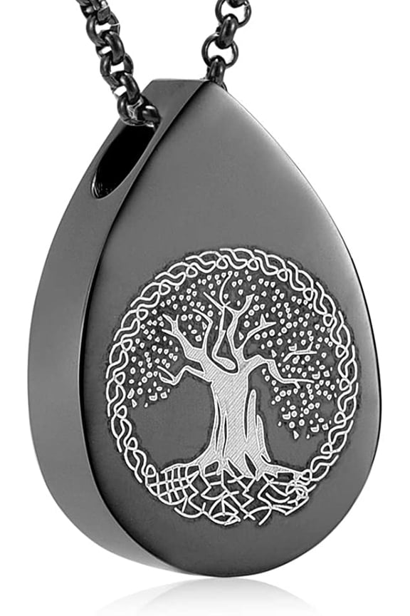 Teardrop/Heart Urn Necklaces for Ashes Tree of Life Memorial Ashes Lockets for Women Men Hollow Memorial Keepsake Mini Urn
