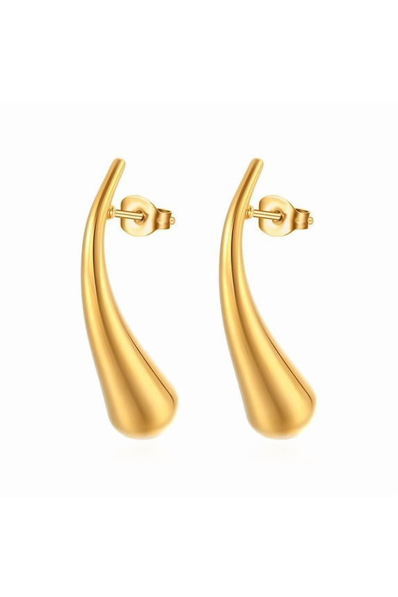 Teardrop Drop Earrings for Women Gold Stainless Steel  Studs Ginger Lyne Collection