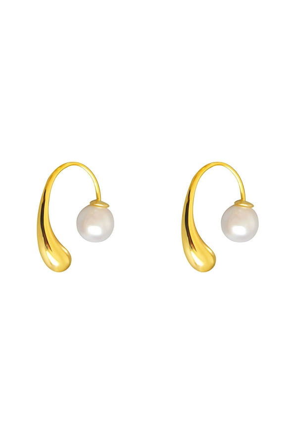 Teardrop Hook Earrings for Women Gold Stainless Steel Pearl Back for Multiple Look Ginger Lyne Collection