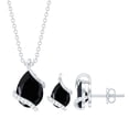 thumbnail image 1 of Rosec Jewels Real Black Spinel Jewelry Set with Moissanite - Cocktail Necklace and Earring Set - AAA Grade - Jewelry Box included, 10K White Gold, 1 of 8
