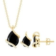 thumbnail image 1 of Rosec Jewels Real Black Spinel Jewelry Set with Moissanite - Cocktail Necklace and Earring Set - AAA Grade - Jewelry Box included, 14K Yellow Gold, 1 of 8