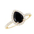 thumbnail image 1 of Rosec Jewels Lab Grown Black Diamond Teardrop Engagement Ring - Black and White Diamond Ring (6X8 mm, AAAA Quality Certified), 10K Yellow Gold, US 9.00, 1 of 8