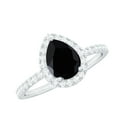 thumbnail image 1 of Rosec Jewels Lab Grown Black Diamond Teardrop Engagement Ring - Black and White Diamond Ring (6X8 mm, AAAA Quality Certified), 18K White Gold, US 10.00, 1 of 8