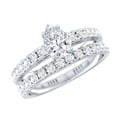 thumbnail image 1 of Rosec Jewels Moissanite Wedding Ring Set of 2 - 5X7 mm Pear Shape Engagement Ring with Enhancer - D-VS1 Grade Certified, 925 Sterling Silver, US 4.00, 1 of 8