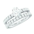 thumbnail image 1 of Rosec Jewels Moissanite Wedding Ring Set of 2 - 5X7 mm Pear Shape Engagement Ring with Enhancer - D-VS1 Grade Certified, 925 Sterling Silver, US 4.00, 1 of 9