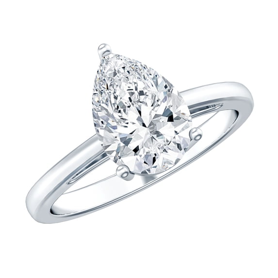 Rosec Jewels Certified Moissanite Teardrop Engagement Ring for Women - 7X10 mm Pear Shape - D-VS1 Authentically Quality, 925 Sterling Silver, US 4.00