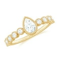 thumbnail image 1 of Rosec Jewels Moissanite Solitaire Engagement Ring with Side Stones - 5X7 mm Pear Shape Moissanite Ring - D-VS1 Quality, 10K Yellow Gold, US 3.50, 1 of 9