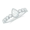 thumbnail image 1 of Rosec Jewels Moissanite Solitaire Engagement Ring with Side Stones - 5X7 mm Pear Shape Moissanite Ring - D-VS1 Quality, 18K White Gold, US 3.50, 1 of 9