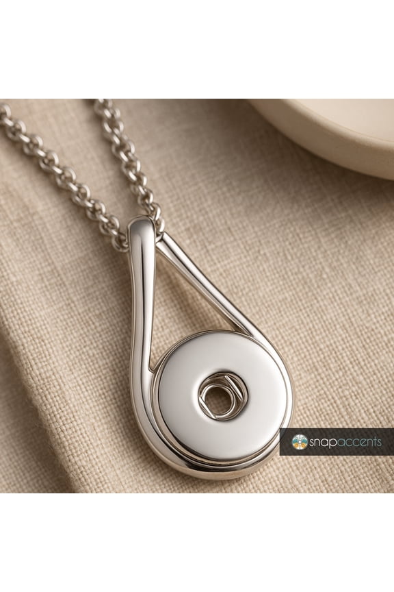 Teardrop Necklace 20in. Snap Jewelry Fits 18MM 20MM Ginger Charm Buttons