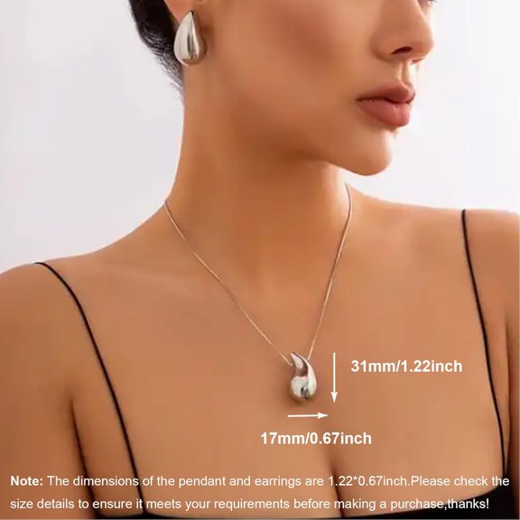 Teardrop Necklace Earring Set,18K Gold Stainless Steel Tear Drop Necklaces Earrings Ring Jewelry,Adjustable Layered Choker Box Chain Waterdrop Pendant Necklace For Women[o7822]