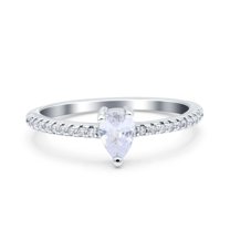 Teardrop Pear Art Deco Women Wedding Ring Simulated Cubic Zirconia 925 Sterling Silver