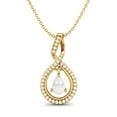 thumbnail image 1 of Teardrop Pear Shape Pearl Pendant 925 Sterling Silver Gold Vermeil Women's Chain Necklace, 1 of 3