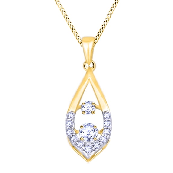 AFFY Teardrop Pendant Necklace In 10k Yellow Gold With 0.4 CT Round Cut White Natural Diamond