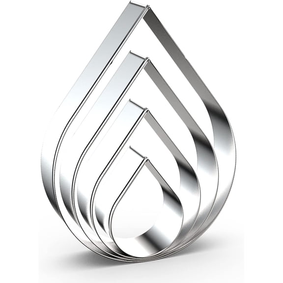 Teardrop/Raindrops Cookie Cutter Set Large - 5 Inch, 4 Inch, 3 Inch, 2 Inch -Water Drops Rose Flower Petal Cookie Cutters Molds - Stainless Steel