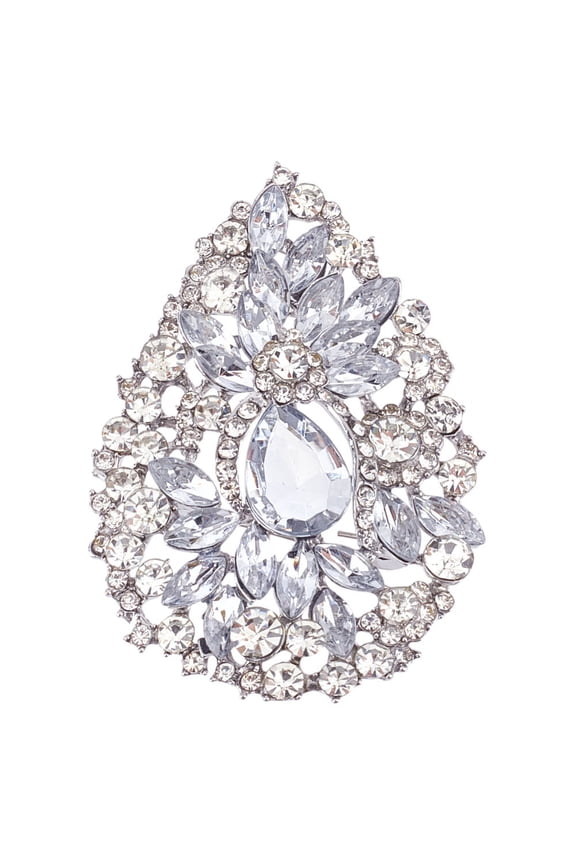 Teardrop Rhinestone Brooch Vintage Teardrop Diamond Brooch Pin for Scarf Decoration Elegant Clothing Bag Accessories Jewelly gray