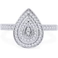 thumbnail image 1 of Teardrop Ring, Five Stone Diamond Engagement Ring, Milgrain Halo Diamond Wedding Anniversary Ring, 14K White Gold Plated, 1.5 Ct Simulated Diamond, Promise Ring For Girlfriend, 1 of 5